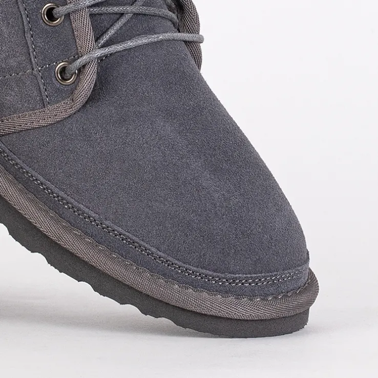 Royalfashion Szare dziecięce krótkie sznurowane śniegowce Tibilis