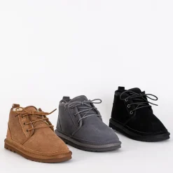 Royalfashion Szare dziecięce krótkie sznurowane śniegowce Tibilis