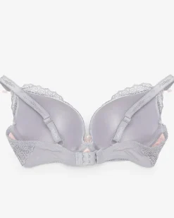 Royalfashion Szaro-różowy koronkowy biustonosz damski