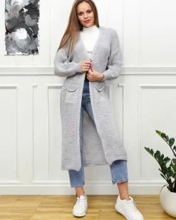 Royalfashion Szary damski sweter narzutka