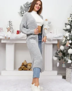 Royalfashion Szary damski sweter narzutka