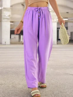 Royalfashion Szerokie spodnie damskie materiałowe