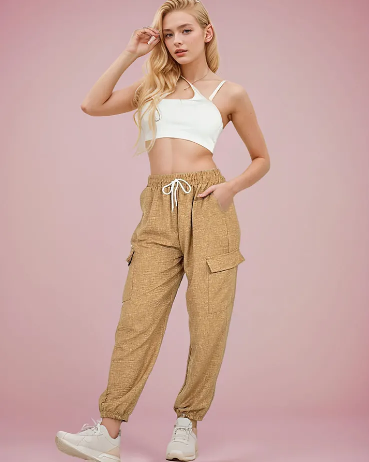 Royalfashion Szerokie spodnie damskie z kieszeniami