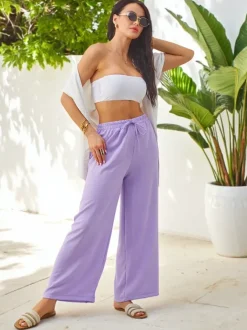 Royalfashion Szerokie spodnie damskie z gumą w pasie