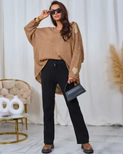 Royalfashion Sztruksowe damskie spodnie materiałowe w kolorze czarnym