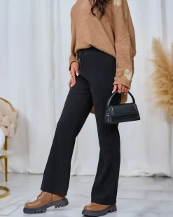 Royalfashion Sztruksowe damskie spodnie materiałowe w kolorze czarnym