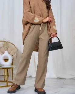 Royalfashion Sztruksowe damskie spodnie materiałowe w kolorze khaki