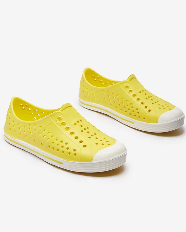 Royalfashion Żółte ażurowe dziecięce gumowe trampki Jiteri