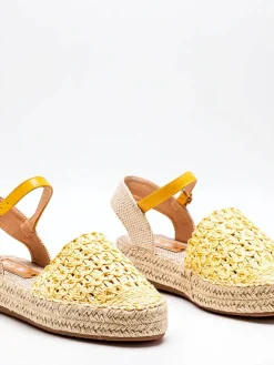 Royalfashion Żółte damskie espadryle z ażurową cholewką Triumf