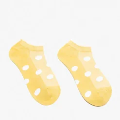 Royalfashion Żółte damskie skarpetki stopki w kropki