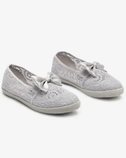 Royalfashion Tenisówki dziewczęce z kokardką w kolorze szarym Osmo