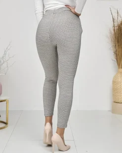 Royalfashion Żółto- czarne ocieplane damskie tregginsy w kratkę