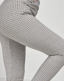 Royalfashion Żółto- czarne ocieplane damskie tregginsy w kratkę