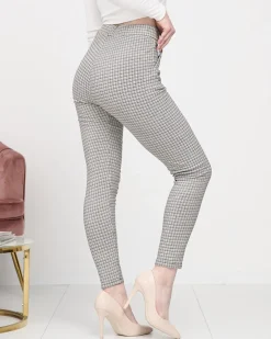 Royalfashion Żółto- czarne ocieplane damskie tregginsy w kratkę