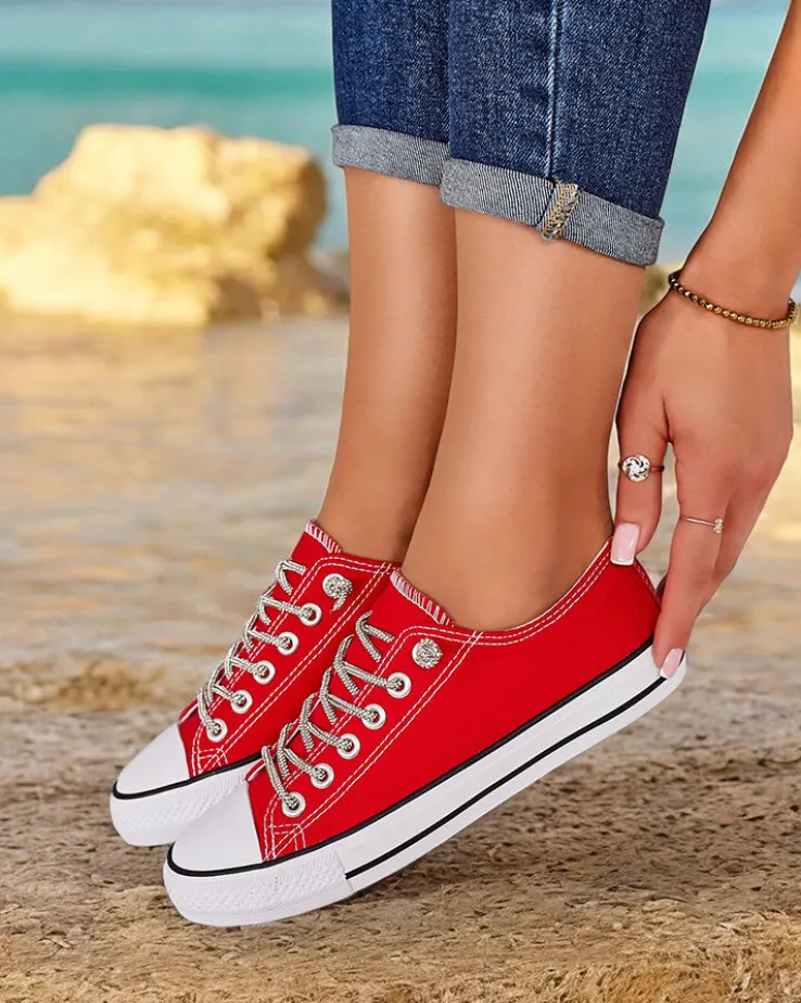 Royalfashion Trampki damskie z ozdobnymi sznurówkami Timi