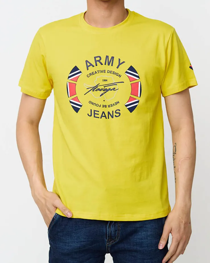 Royalfashion Żółty męski t-shirt z nadrukiem