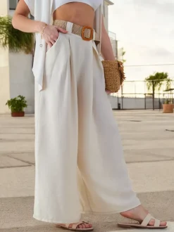 Royalfashion Wiskozowe szerokie spodnie damskie