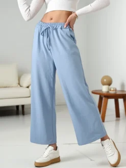 Royalfashion Wiskozowe szerokie spodnie damskie dresowe