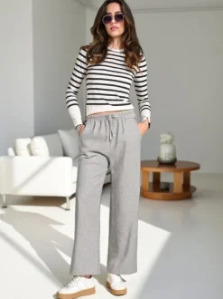 Royalfashion Wiskozowe szerokie spodnie damskie dresowe