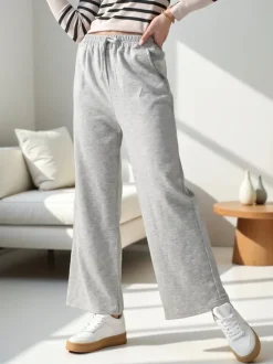 Royalfashion Wiskozowe szerokie spodnie damskie dresowe