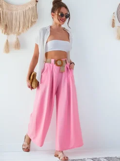 Royalfashion Wiskozowe szerokie spodnie damskie