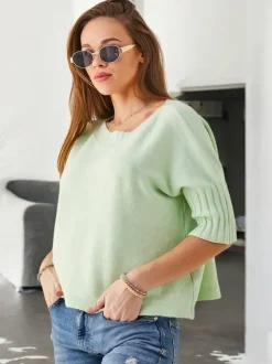 Royalfashion Wiskozowy damski sweter z krótkimi rękawami