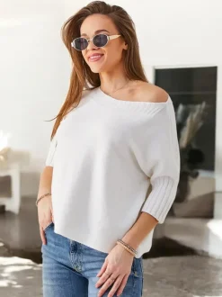 Royalfashion Wiskozowy damski sweter z krótkimi rękawami