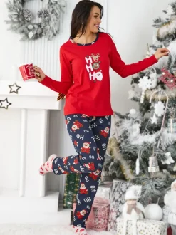 Royalfashion Świąteczna bawełniana piżama damska HO HO HO