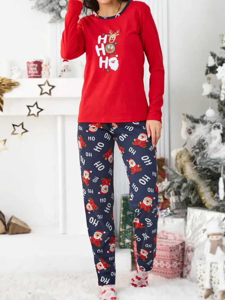 Royalfashion Świąteczna bawełniana piżama damska HO HO HO