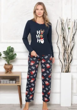 Royalfashion Świąteczna bawełniana piżama damska HO HO HO