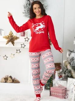 Royalfashion Świąteczna bawełniana piżama damska The Red-Nosed Reindeer