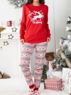 Royalfashion Świąteczna bawełniana piżama damska The Red-Nosed Reindeer