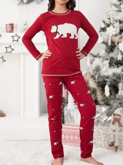 Royalfashion Świąteczna bawełniana dziecięca piżama z misiem polarnym