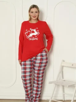 Royalfashion Świąteczna bawełniana piżama damska PLUS SIZE