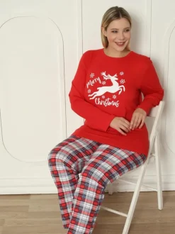 Royalfashion Świąteczna bawełniana piżama damska PLUS SIZE