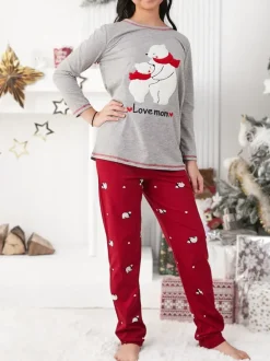 Royalfashion Świąteczna bawełniana dziecięca piżama z misiami polarnymi