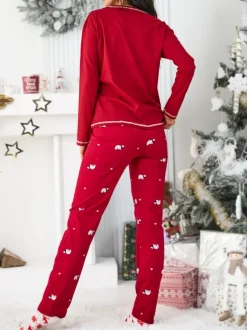 Royalfashion Świąteczna bawełniana piżama damska z misiem polarnym