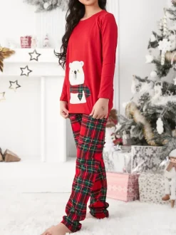 Royalfashion Świąteczna bawełniana dziecięca piżama z printem