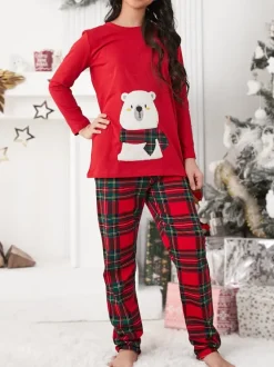 Royalfashion Świąteczna bawełniana dziecięca piżama z printem