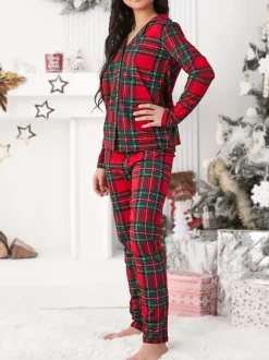 Royalfashion Świąteczna dziecięca piżama bawełniana w kratkę