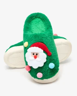 Royalfashion Świąteczne damskie kapcie w kolorze zielonym Fertemse