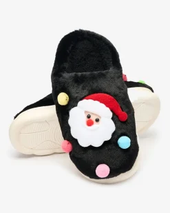 Royalfashion Świąteczne damskie kapcie w kolorze czarnym Fertemse