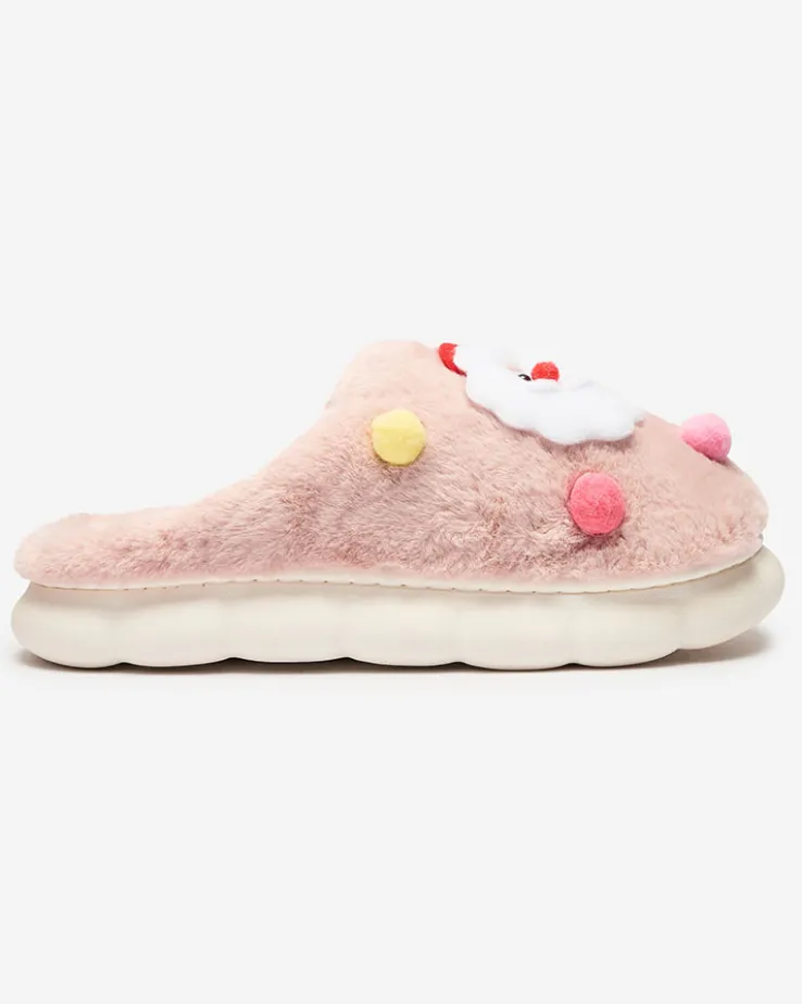 Royalfashion Świąteczne damskie kapcie w kolorze różowym Fertemse