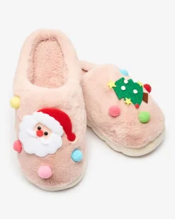 Royalfashion Świąteczne damskie kapcie w kolorze różowym Fertemse