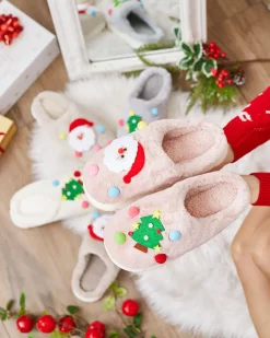 Royalfashion Świąteczne damskie kapcie w kolorze różowym Fertemse