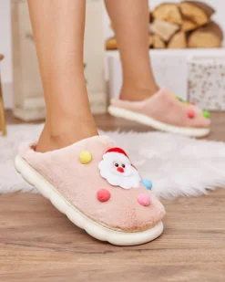 Royalfashion Świąteczne damskie kapcie w kolorze różowym Fertemse