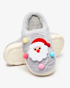 Royalfashion Świąteczne damskie kapcie w kolorze szarym Fertemse