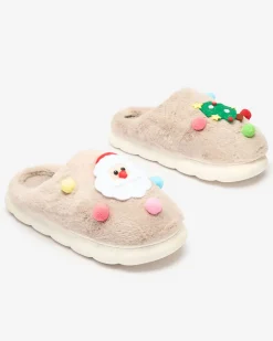 Royalfashion Świąteczne damskie kapcie w kolorze jasnobrązowym Fertemse