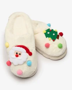 Royalfashion Świąteczne damskie kapcie w kolorze białym Fertemse