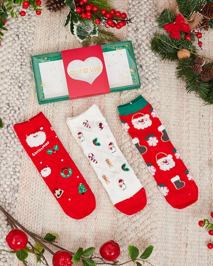 Royalfashion Świąteczne skarpetki w pudełku 3/pak